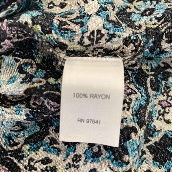 J. Jill Boho Floral Tunic Blouse Top‎ Women M Blue Cottagecore Coastal Grandma - Picture 8 of 11